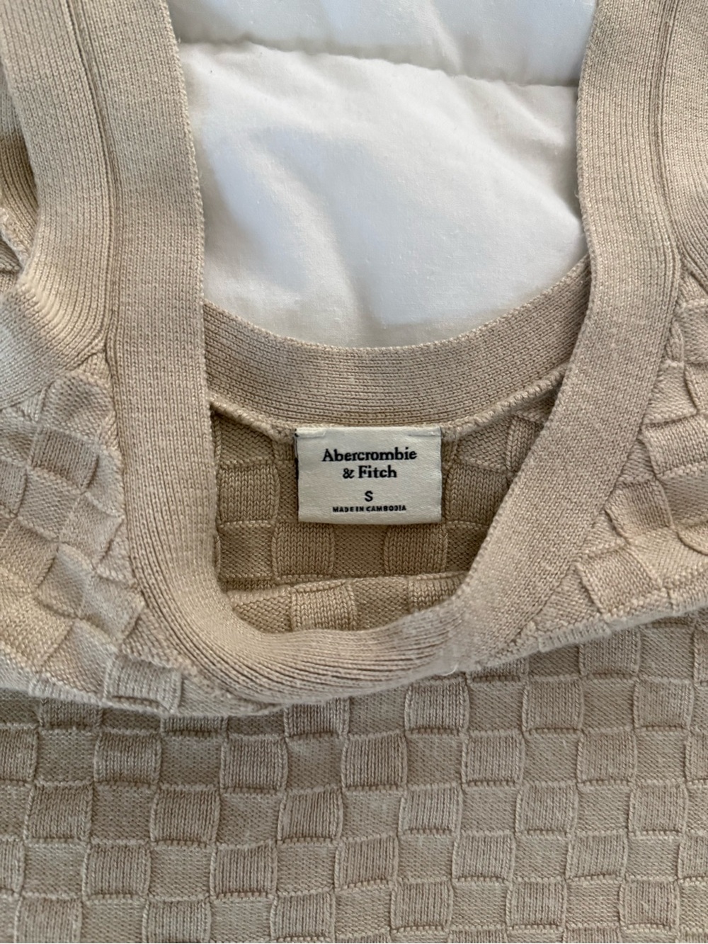Abercrombie Checkered Knit Ottoman Tank in Light Beige - Picture 3 of 4
